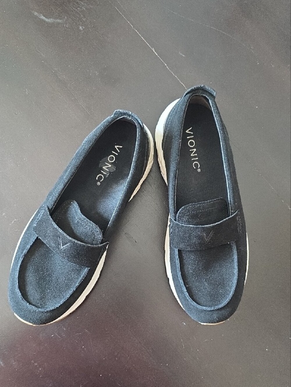 Vionic Black Slip-On Loafers with White Sole - Picture 3 of 5